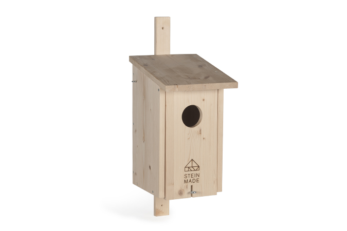 Stein Made Vogelhaus für Zwergohreule und Wiederhopf, Vorderansicht